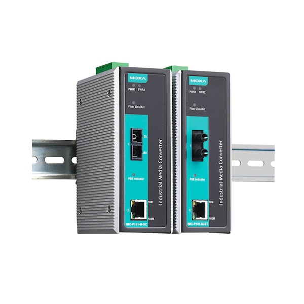 Indust. Poe Media Converter, Single Mode, St Connector, Imc-P101-S-St-T